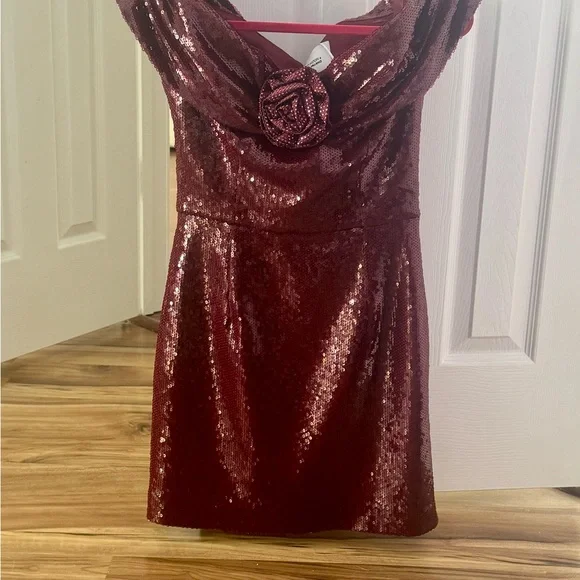 princess polly baby blue dress Sequin Mini Dress Burgundy Color sz XS main image 1